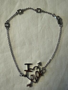 Christian Dior “I Love Dior” Heart Arrow Bracelet Silver Tone